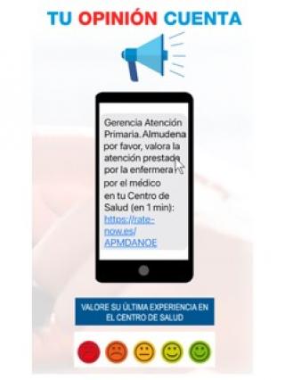 Dibujo de pantalla de móvil con el SMS de la encuesta
